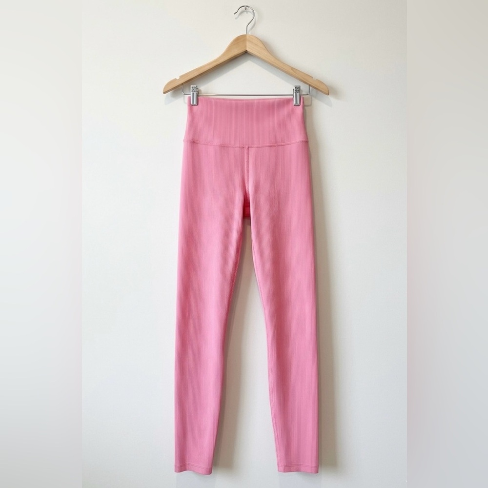 LOVESHACKFANCY X BEACHRIOT High-Waist Ribbed Bubblegum Pink Piper Leggings - Picture 3 of 5